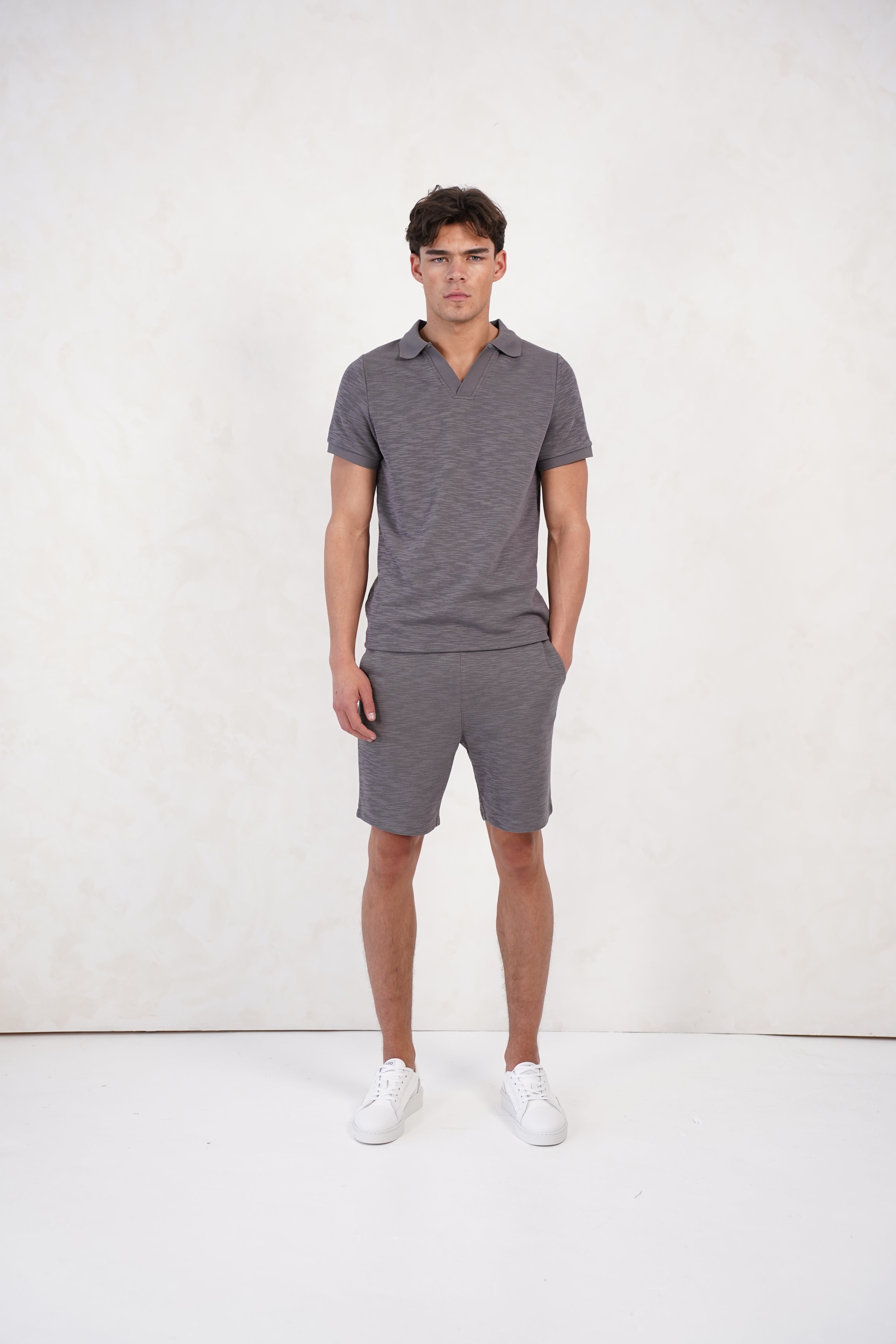 CAPO Slub Cuban Charcoal Polo Shirt